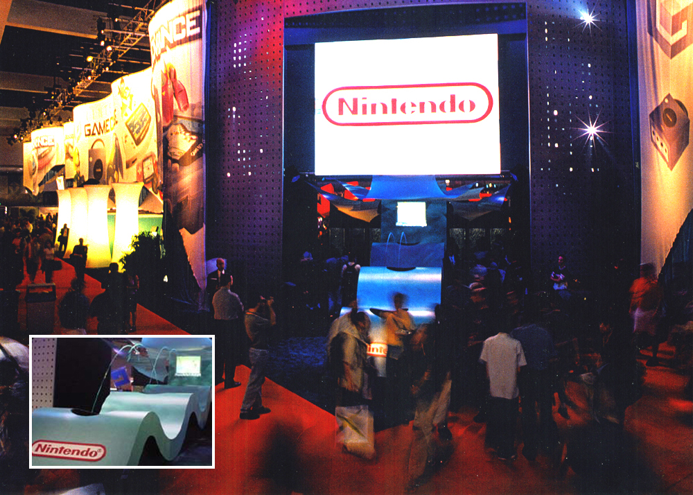 leap-jet fountains in Nintendo exhibit at E3 Show