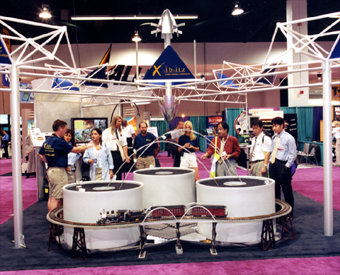 Xibitz' leap-jet fountains at TS2 Tradeshow Exhibition